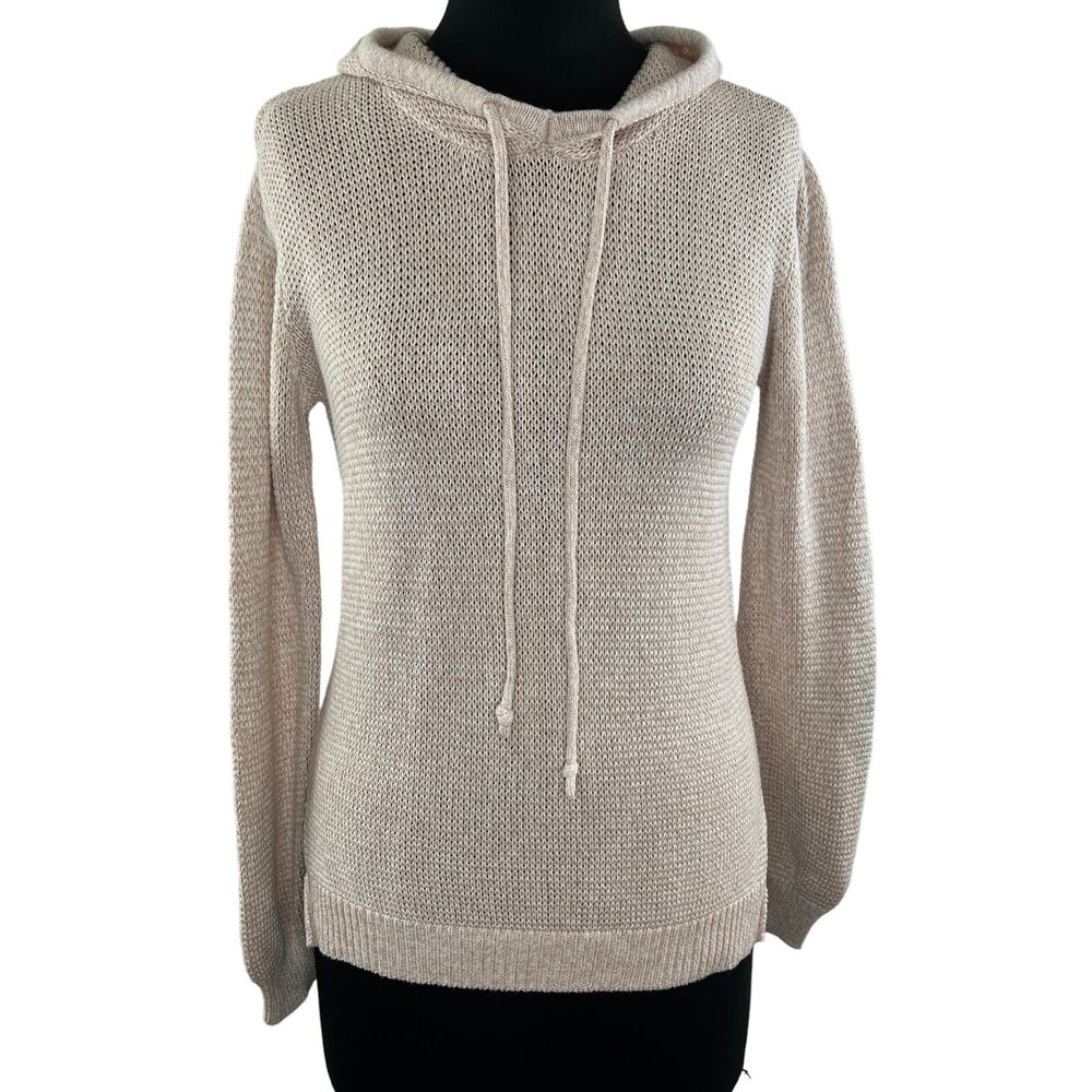 Harper Lane Beige Long Sleeve Pullover Knit Hooded Sweater Size S Small